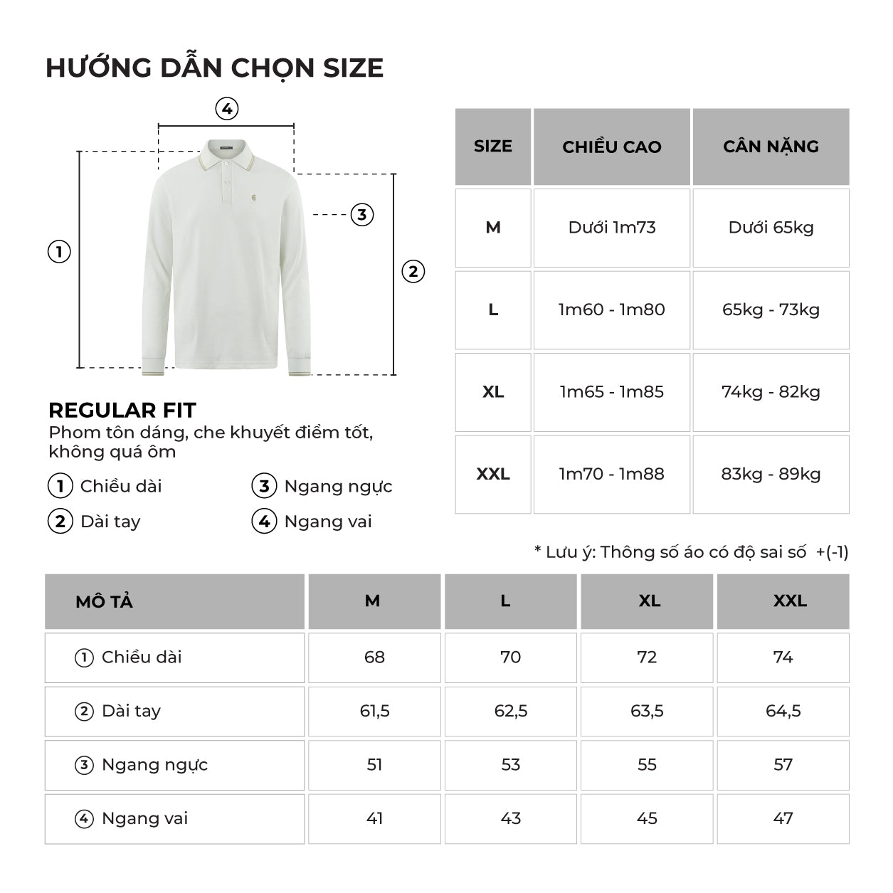 Bảng size của sản phẩm
