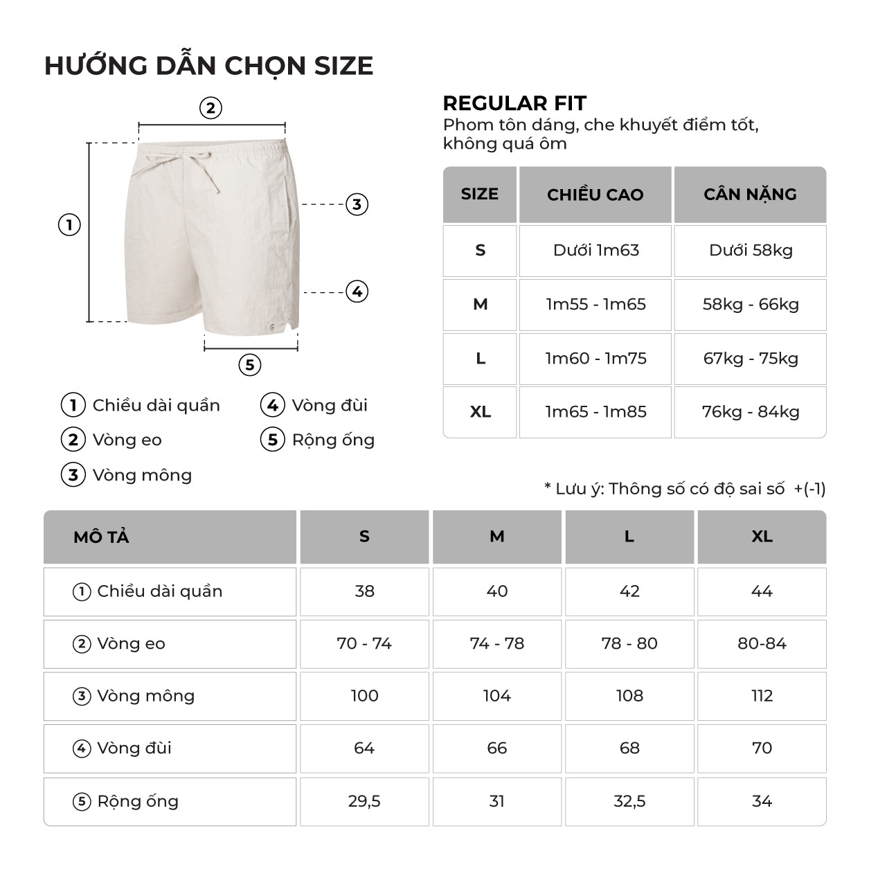 Bảng size của sản phẩm