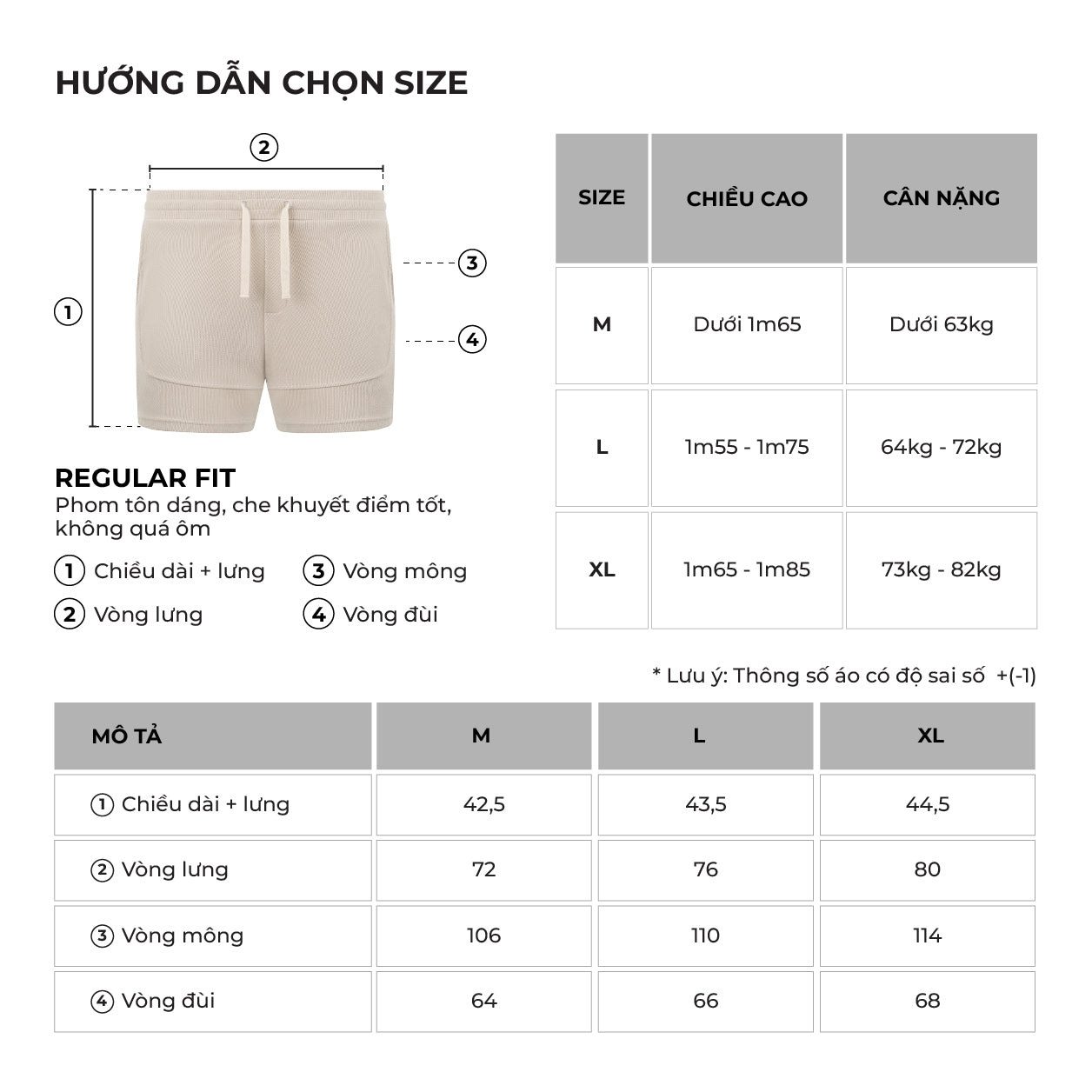 Bảng size của sản phẩm