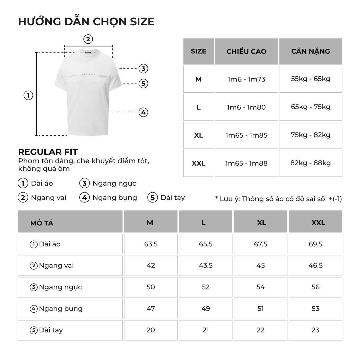 Bảng size của sản phẩm