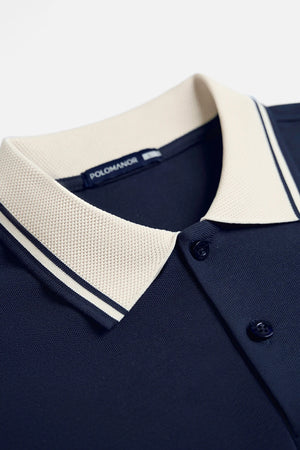 Chi Tiết Cổ Áo Polo Haru Polomanor Màu Navy Cotton Cvc Diamond Regular Fit