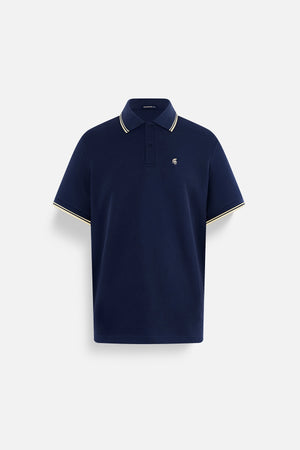 Áo Polo Nam Basic Classic Polomanor Màu Xanh Phối Kem Cotton Interlock Regular Fit