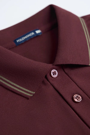 Chi Tiết Cổ Áo Polo Nam Classic Diamond Polomanor Màu Đỏ Cotton Cvc Diamond Regular Fit