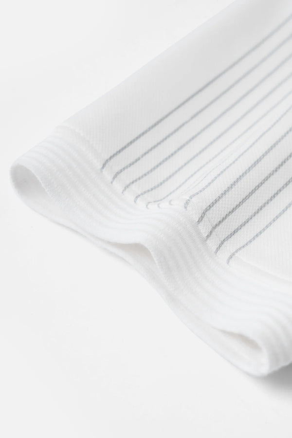 Chi Tiết Tay Áo Polo Elon Polomanor Màu Trắng Sọc Xanh Cotton Interlock Regular Fit