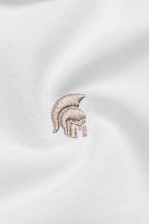 Áo Sơ Mi Santo Polomanor Màu Trắng Linen Regular Fit Chi Tiết Logo