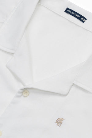 Áo Sơ Mi Santo Polomanor Màu Trắng Linen Regular Fit Chi Tiết Cổ