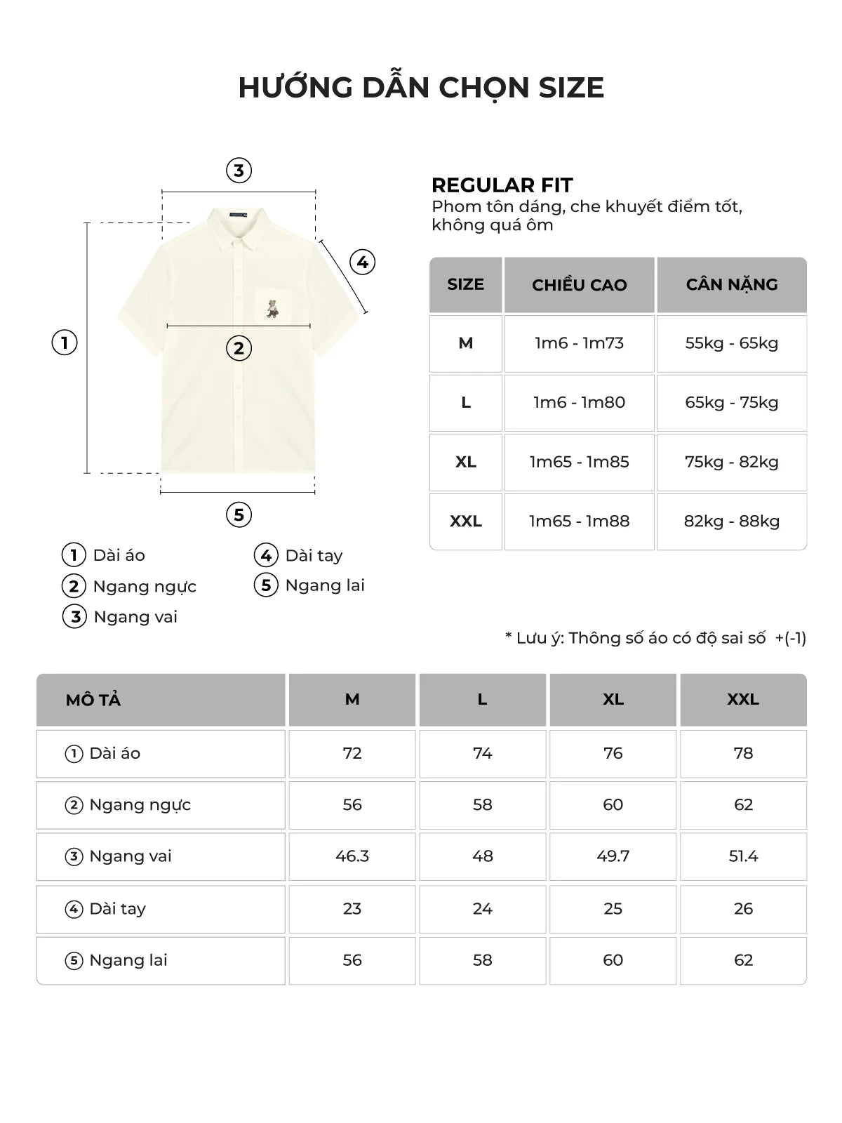 Bảng size của sản phẩm