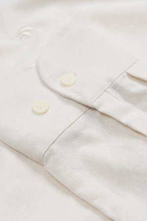 Áo Sơ Mi Dài Tay Justin Polomanor Màu Kem Linen Regular Fit Chi Tiết Tay Áo