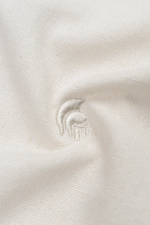 Áo Sơ Mi Dài Tay Justin Polomanor Màu Kem Linen Regular Fit Chi Tiết Logo