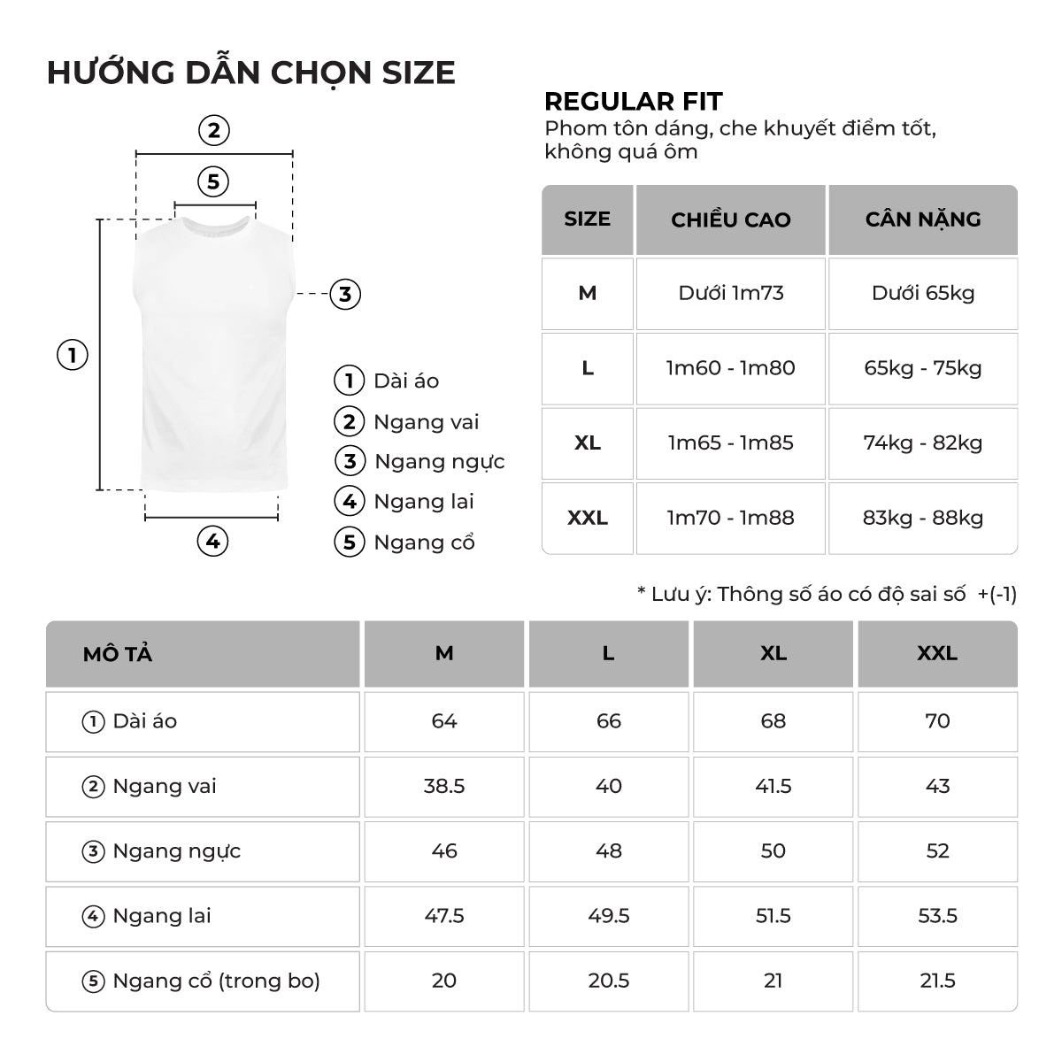 Bảng size của sản phẩm