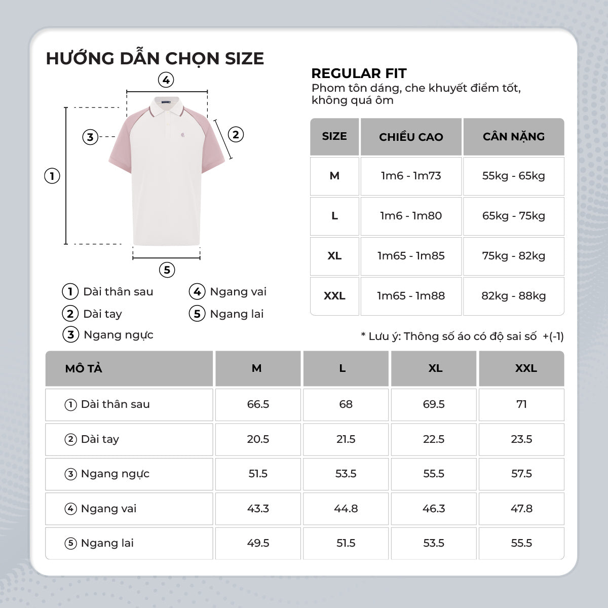 Chi Tiết Bảng Size Áo Polo Nam Alvin Polomanor Cotton Cvc Diamond Regular Fit