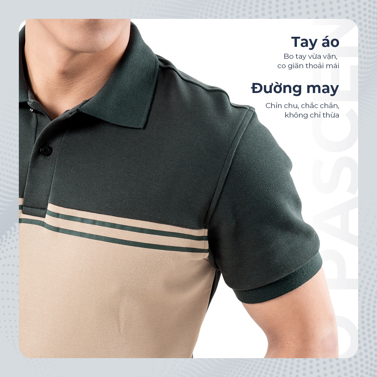 Chi Tiết Vai Áo Polo Nam Jastin Polomanor Cotton Interlock Regular Fit