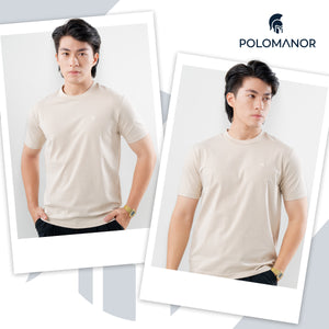 Chi Tiết Look Áo Thun Nam T-Shirt Basic Polomanor Màu Be Thun Cvc Regular Fit