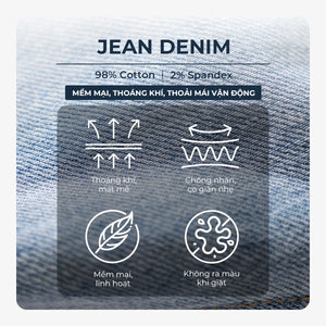Chi Tiết Chất Vải Quần Jean Straight Polomanor Màu Xanh Nhạt Denim Jean Regular Fit