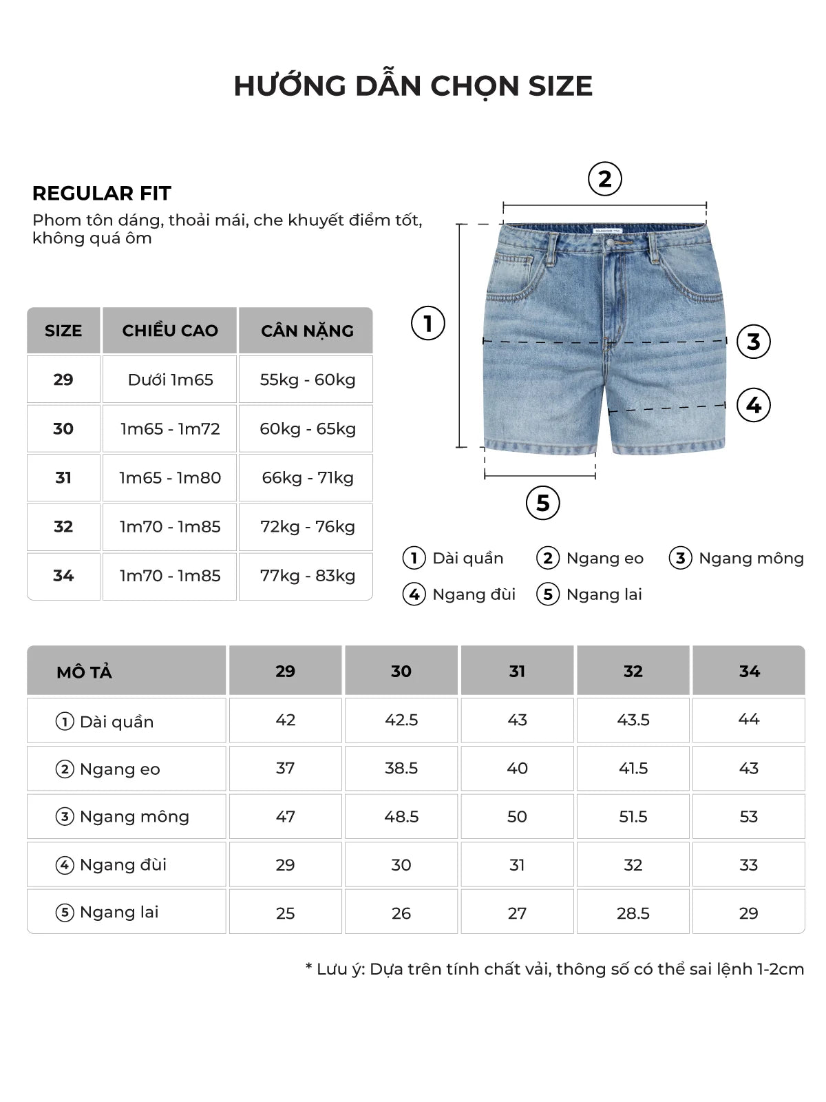 Bảng size của sản phẩm