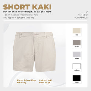 Quần Shorts Nam Kaki Polomanor Màu Be Khaki Tây Regular Fit