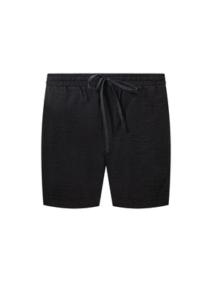 Quần Shorts Nam Linen Polomanor Màu Đen Vải Linen Regular Fit