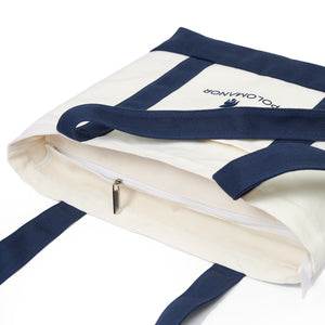 Túi Tote Polomanor Canvas Màu Be Xanh Navy Chi Tiết 2