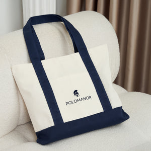 Túi Tote Polomanor Canvas Màu Be Xanh Navy Chi Tiết 3