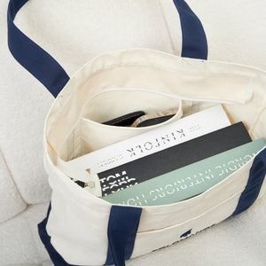 Túi Tote Polomanor Canvas Màu Be Xanh Navy Chi Tiết 4