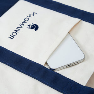 Túi Tote Polomanor Canvas Màu Be Xanh Navy Chi Tiết 6