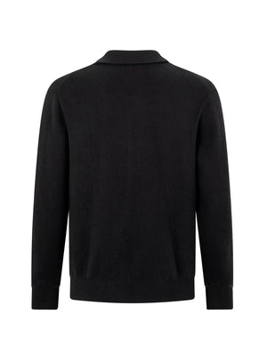 Áo Polo Dài Tay Lucian Dệt Kim Polomanor Màu Đen Dệt Kim Regular Fit