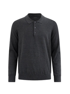 Áo Polo Dài Tay Lucian Dệt Kim Polomanor Màu Xám Dệt Kim Regular Fit