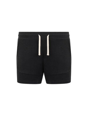 Quần Shorts Nam Nỉ Polomanor Màu Đen Vải Nỉ Chân Cua Regular Fit