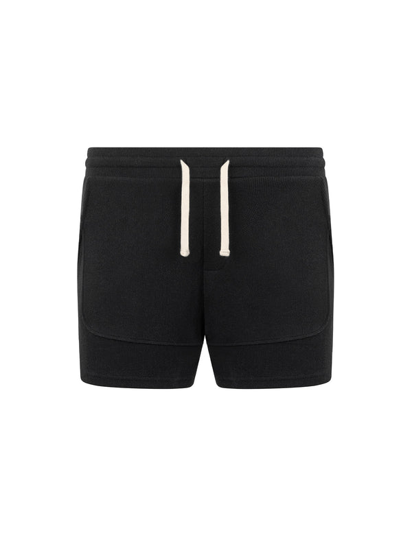 Quần Shorts Nam Nỉ Polomanor Màu Đen Vải Nỉ Chân Cua Regular Fit