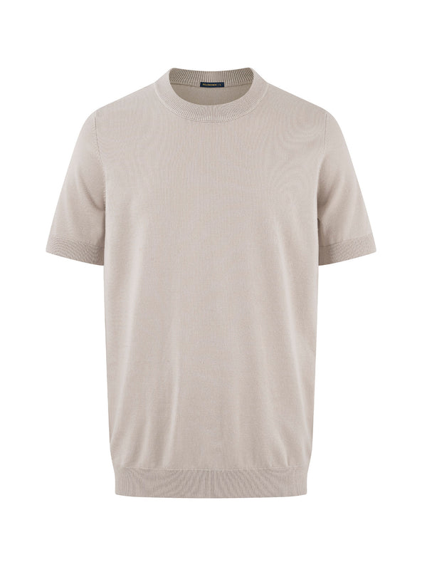 Áo Thun Nam Vải Knit Jersey Polomanor Màu Be Vải Dệt Kim Regular Fit