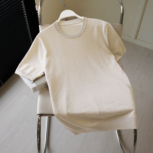 Chi Tiết Cổ Áo Thun Nam Vải Knit Jersey Polomanor Màu Be Vải Dệt Kim Regular Fit