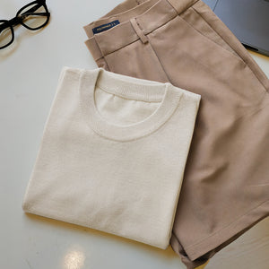 Áo Thun Nam Vải Knit Jersey Polomanor Màu Be Vải Dệt Kim Regular Fit