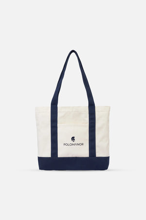 Túi Tote Polomanor Canvas Màu Be Xanh Navy