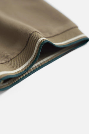 Chi Tiết Tay Áo Polo Golden Polomanor Màu Nâu Đất Cotton Cvc Diamond Regular Fit