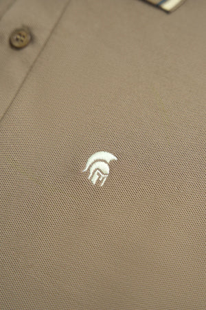 Chi Tiết Logo Áo Polo Golden Polomanor Màu Nâu Đất Cotton Cvc Diamond Regular Fit