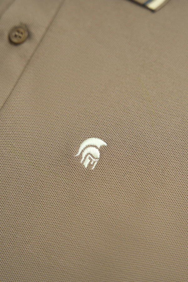 Chi Tiết Logo Áo Polo Golden Polomanor Màu Nâu Đất Cotton Cvc Diamond Regular Fit