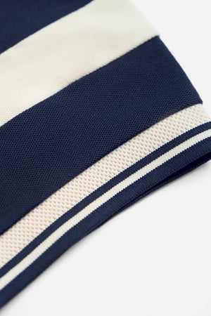 Chi Tiết Tay Áo Polo Haru Polomanor Màu Navy Cotton Cvc Diamond Regular Fit