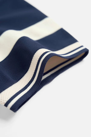 Chi Tiết Tay Áo Polo Haru Polomanor Màu Navy Cotton Cvc Diamond Regular Fit