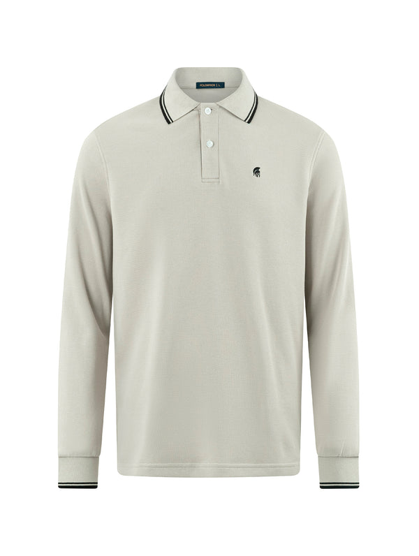 Áo Polo Dài Tay Basic Classic Polomanor Màu Be Cotton Interlock Regular Fit