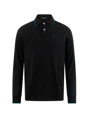 Áo Polo Dài Tay Basic Classic Polomanor Màu Đen Cotton Interlock Regular Fit