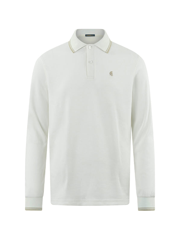 Áo Polo Dài Tay Basic Classic Polomanor Màu Trắng Cotton Interlock Regular Fit