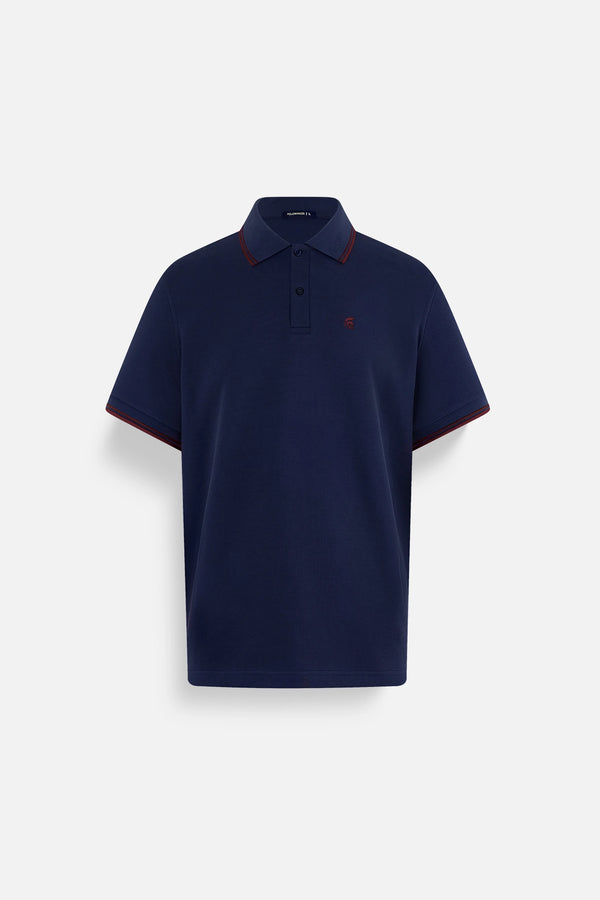 Áo Polo Nam Basic Classic Polomanor Màu Xanh Phối Đỏ Cotton Interlock Regular Fit