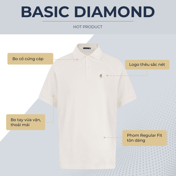 Áo Polo Nam Basic Diamond Polomanor Cotton Cvc Diamond Regular Fit