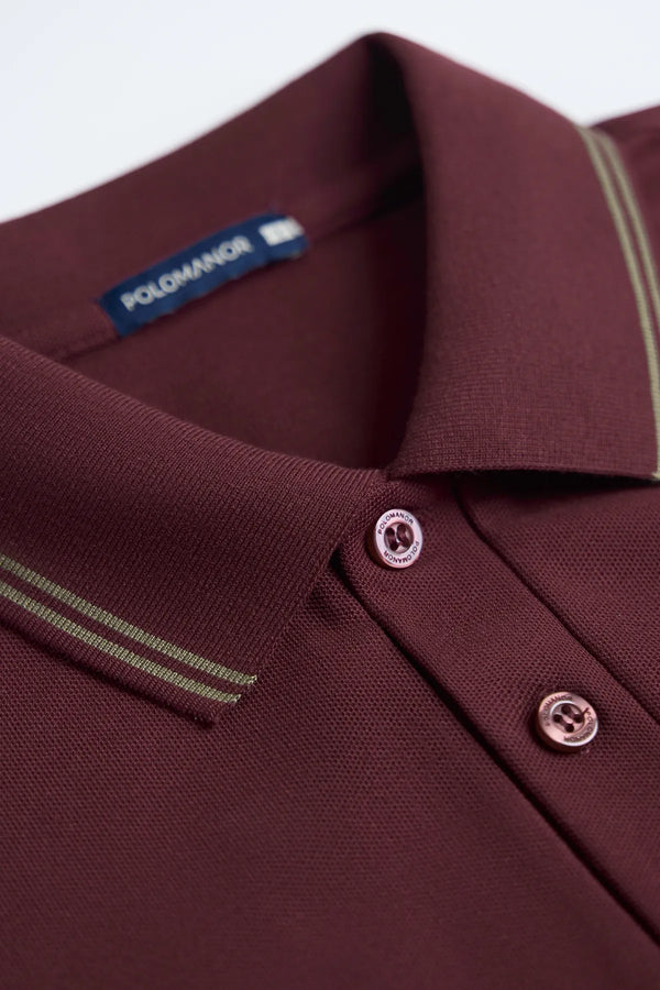 Chi Tiết Cổ Áo Polo Nam Classic Diamond Polomanor Màu Đỏ Cotton Cvc Diamond Regular Fit