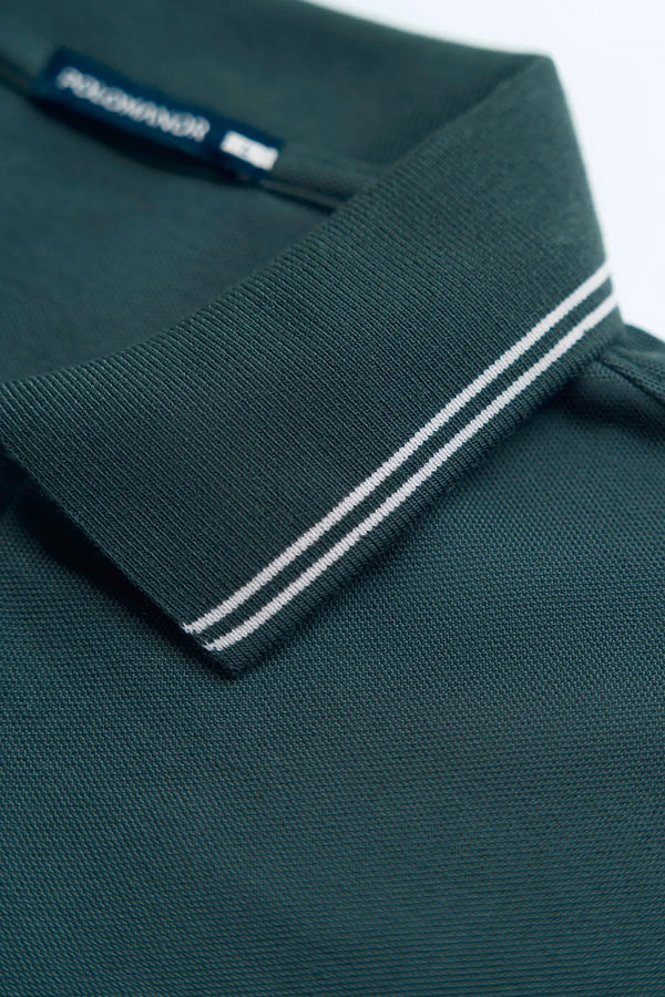 Chi Tiết Cổ Áo Polo Nam Classic Diamond Polomanor Màu Xanh Lá Cotton Cvc Diamond Regular Fit
