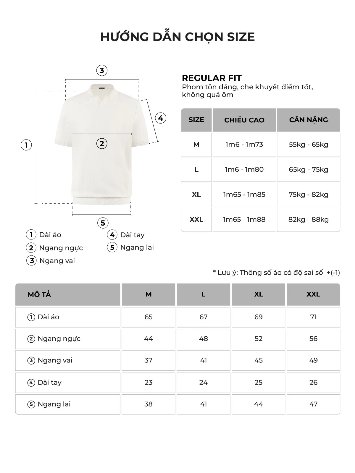 Bảng size của sản phẩm
