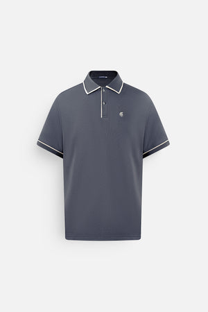 Áo Polo Nam Eddy Polomanor Màu Xám Đậm Cotton Interlock Regular Fit