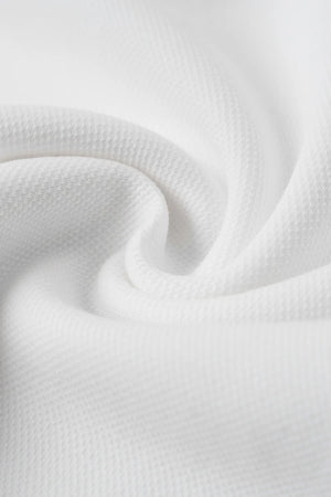 Chi Tiết Chất Vải Áo Polo Elon Polomanor Màu Trắng Sọc Xanh Cotton Interlock Regular Fit