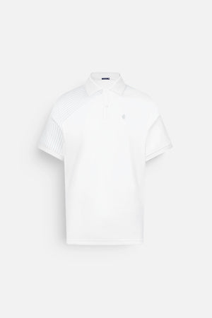 Áo Polo Elon Polomanor Màu Trắng Sọc Xanh Cotton Interlock Regular Fit