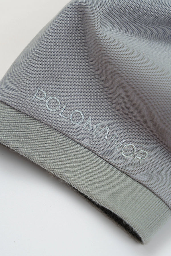 Chi tiết logo tay Áo Polo Nam Gin Polomanor Cotton CVC Diamond Regular Fit
